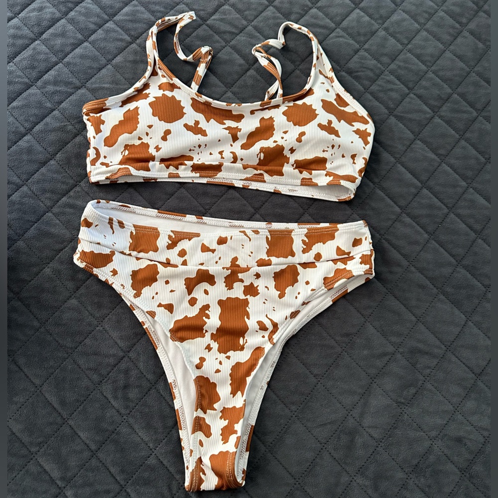 Cow print two piece